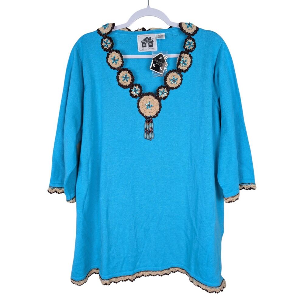 Storybook Knits Western Southwest Beaded Embroidered Sweater Size 1X
